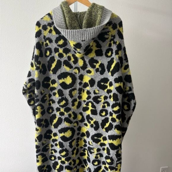 Fashion Nova Cardigan Jacket XL Leopard Open Front Hood Boho Mob Wife Retro Glam - Picture 4 of 12